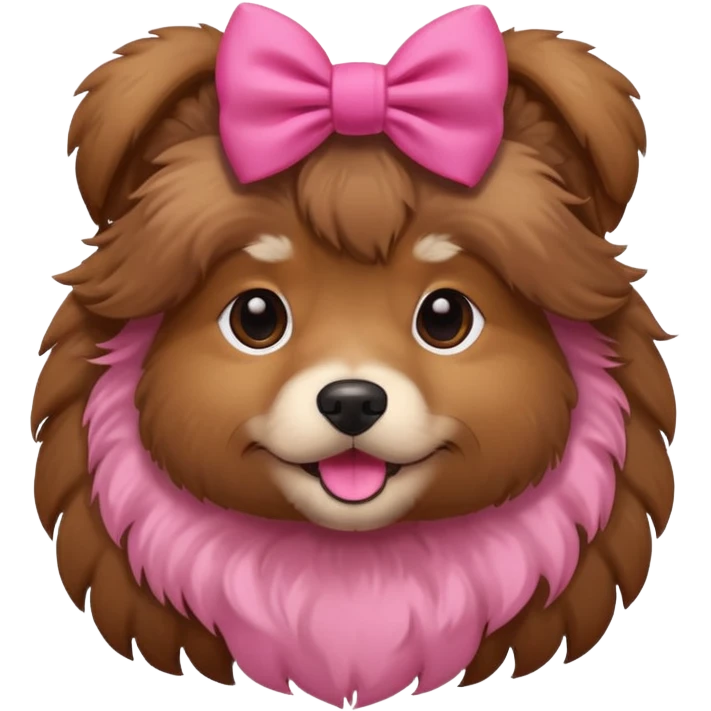 brown fluffy dog with a pink bow  emoji