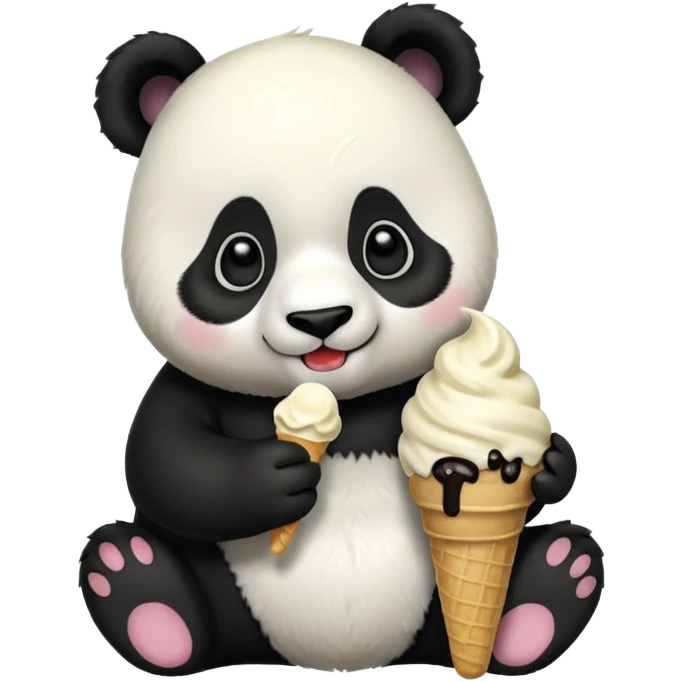 Panda eating ice cream emoji