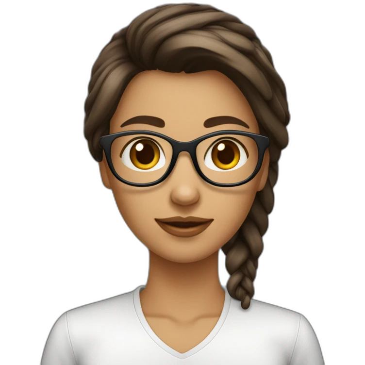 Fille cheveux très long Odule châtain foncé avec des lunette rectangulaire emoji