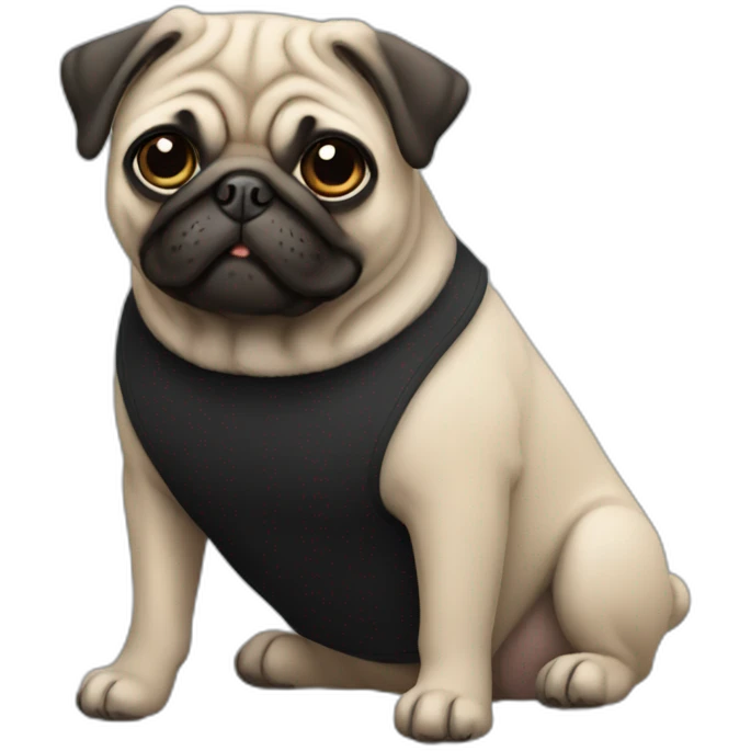 pug wearing a black t-shirt emoji