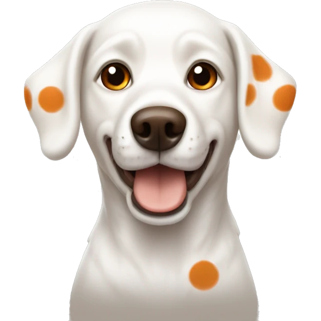 White dog with orange brown dots emoji