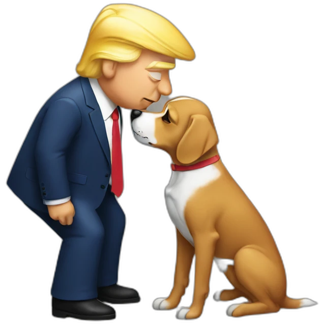 trump kissing a dog emoji