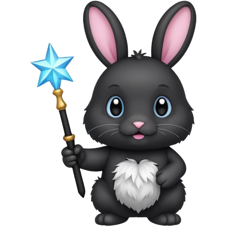 Black bunny with wand emoji