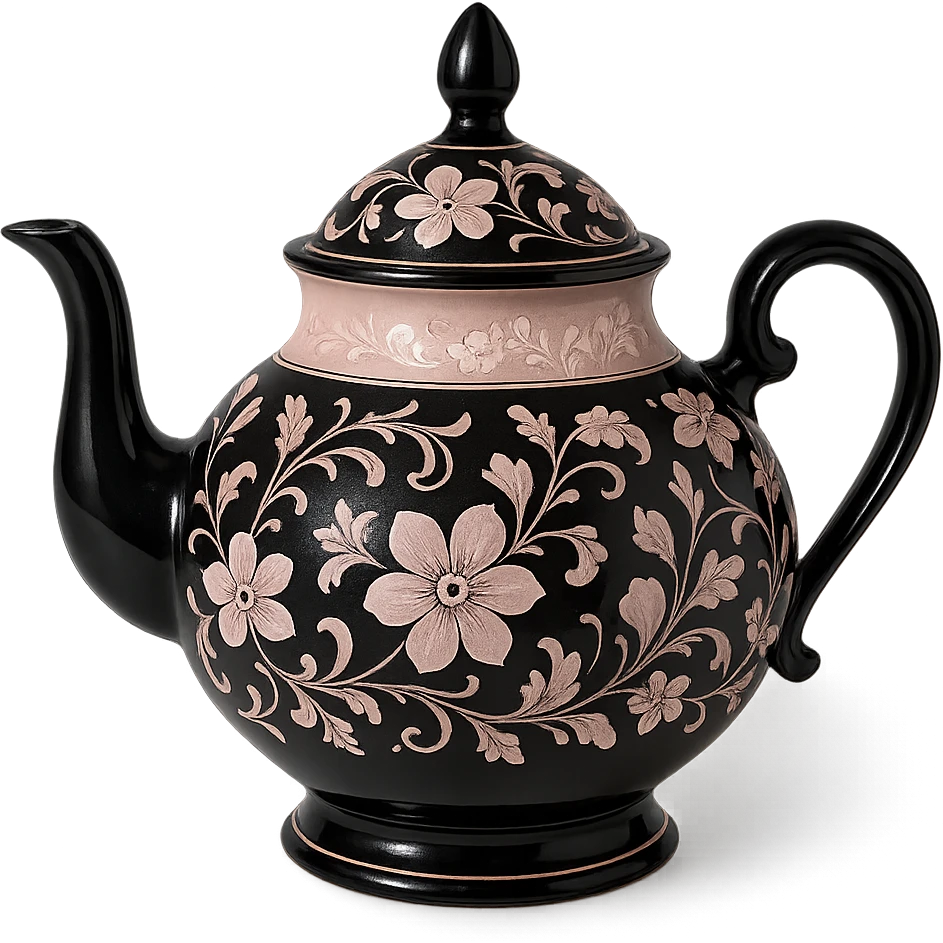 black and pink decorative teapot emoji