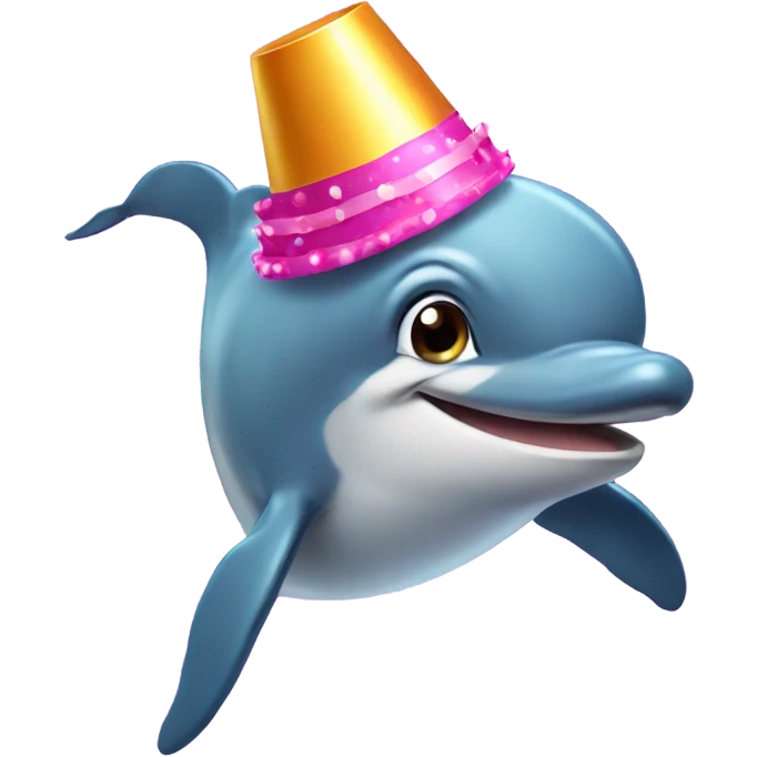 dolphin wearing birthday hat emoji