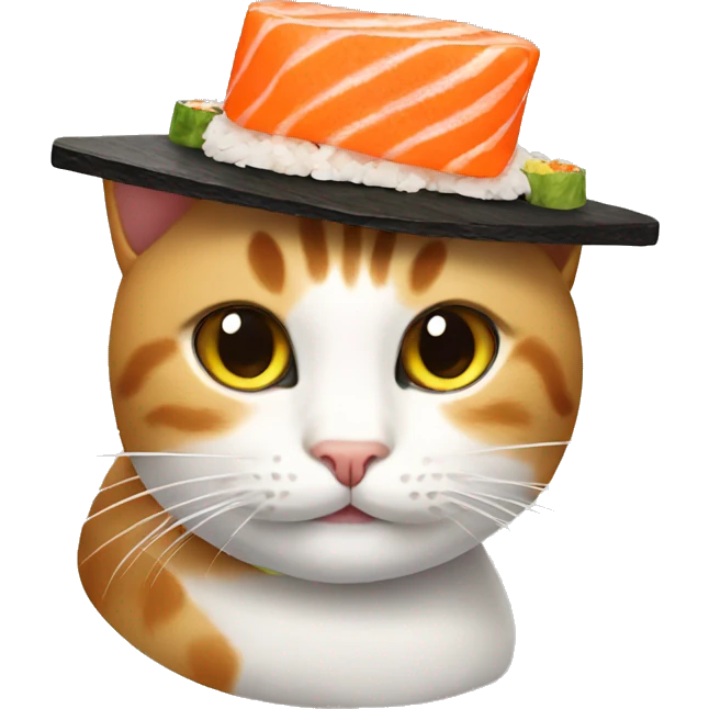 cat wearing sushi as a hat emoji
