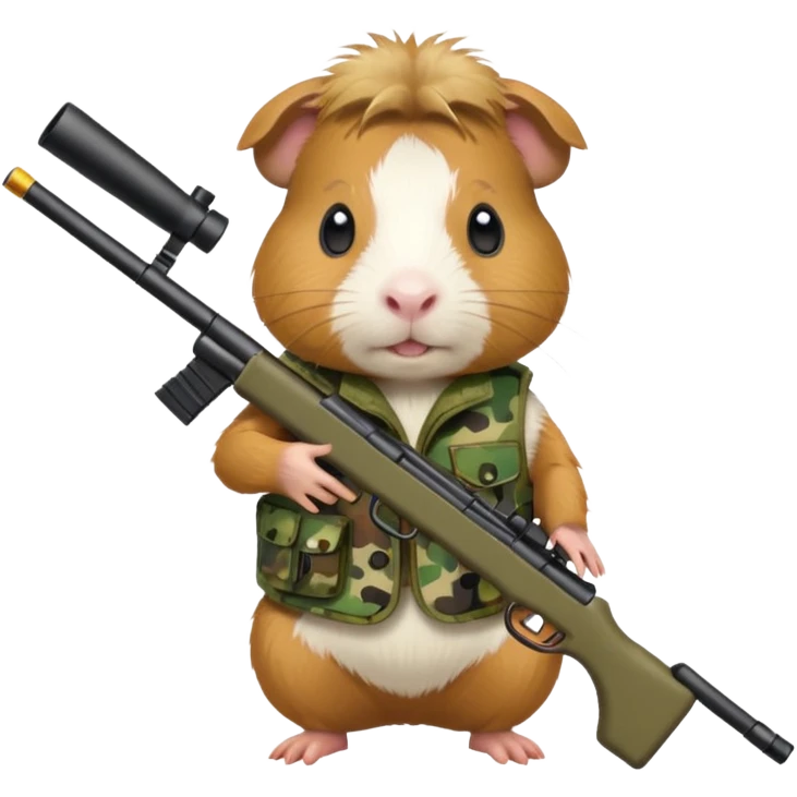 guinea pig with a camo vest and toy rifle emoji