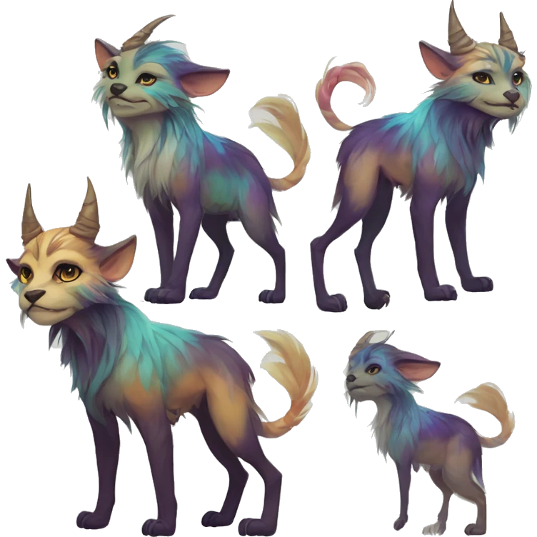 Colorful vernid fantasy creature LiLaiRa GriffSnuff Kamirah Falvie whiskers paws full body emoji