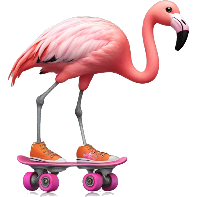 Flamingo with roller skates  emoji