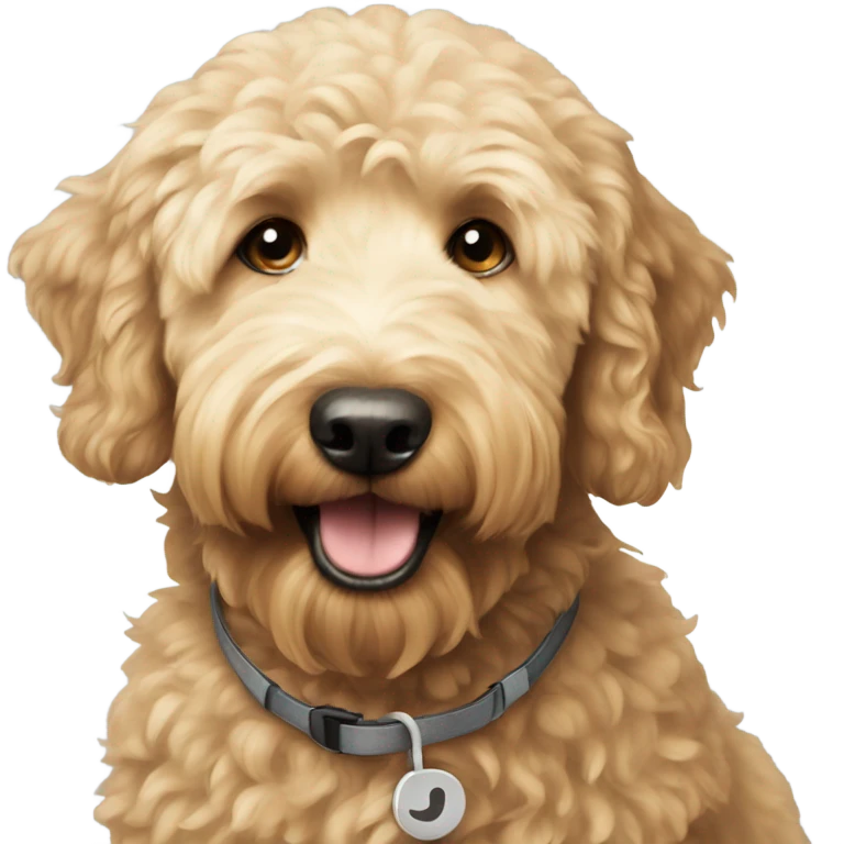 Golden doodle on a walk emoji