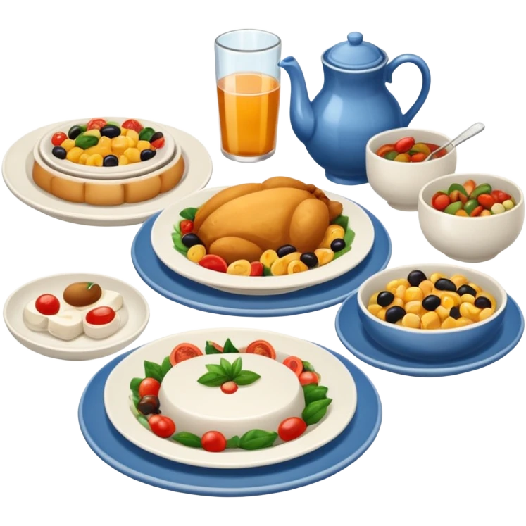 two tables with plates of food emoji