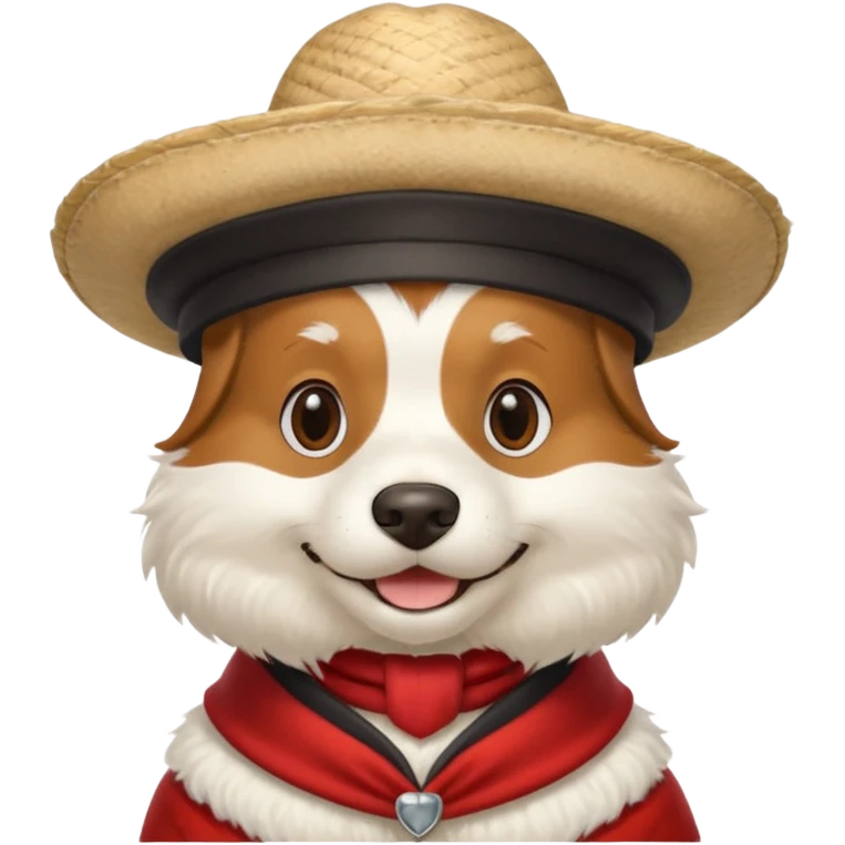 very white furred dog with iconic gondolier hat emoji
