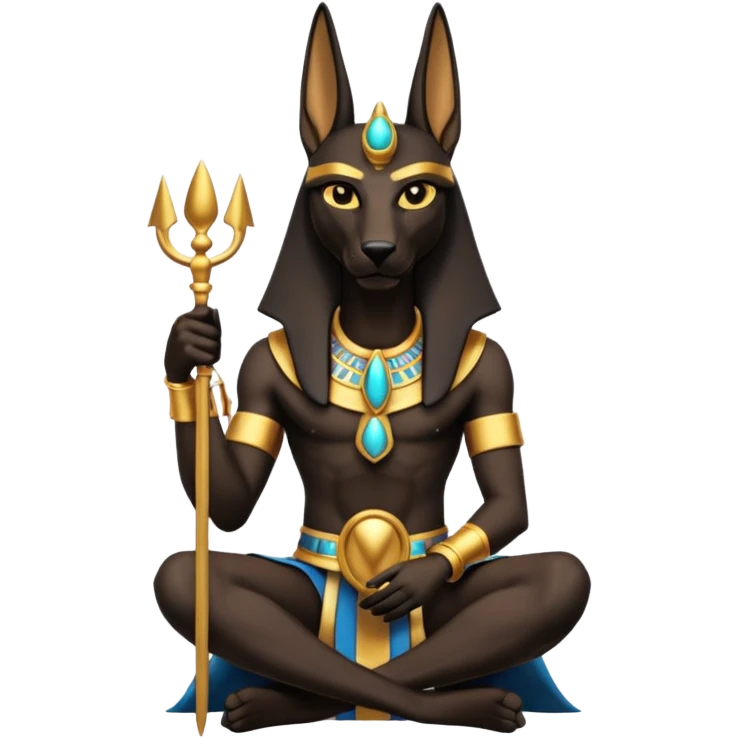 Ancient style lavishly adorned anubis staged formally sitting posed  emoji