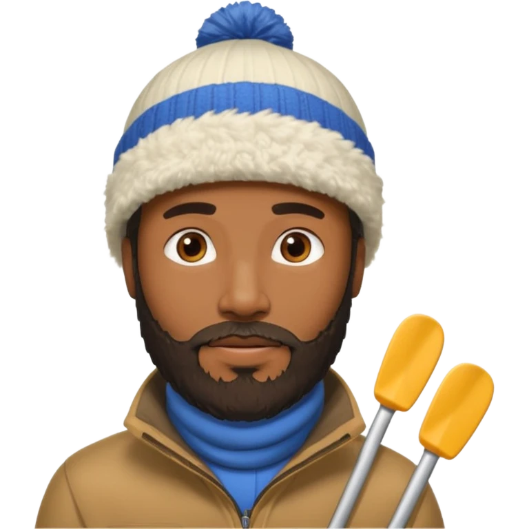 black guy with beard, ski hat, no bat emoji