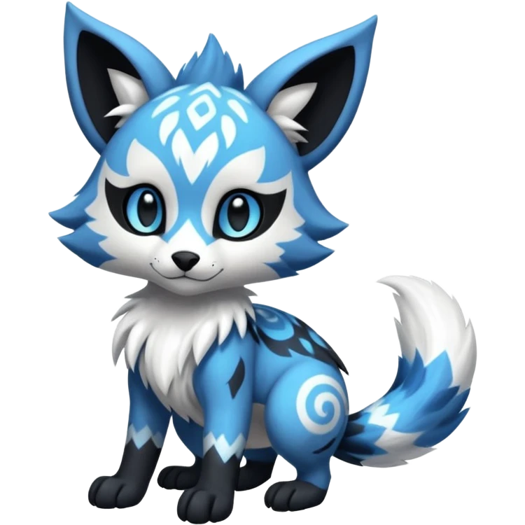 Futuristic furry fluffy floofy feathery tribal marked Genet-Absol-Kyurem-Zeraora-Primagen-fusion-creature  emoji