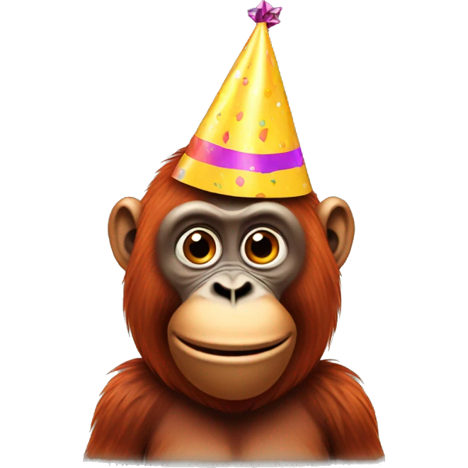Orangutan wearing a party hat emoji