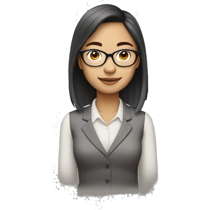 27-year-old female, works in an office job (accountant), introverted, wears glasses, and is of East Asian descent. emoji