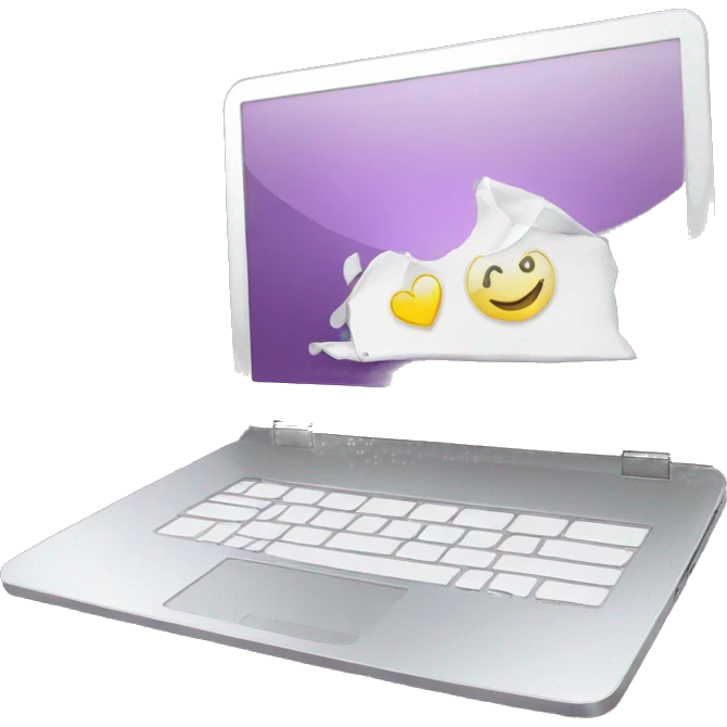white laptop and sparkling emoji