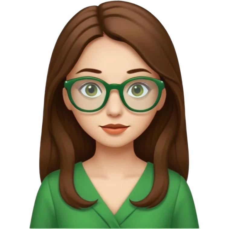 green glasses and green dressed woman long hair emoji