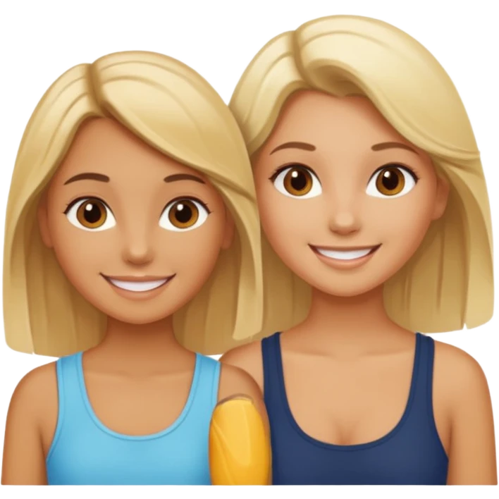 Gebräuntes Mädchen mit blonden Haaren und ihrer gebräunte braunhaarige Bestie  emoji