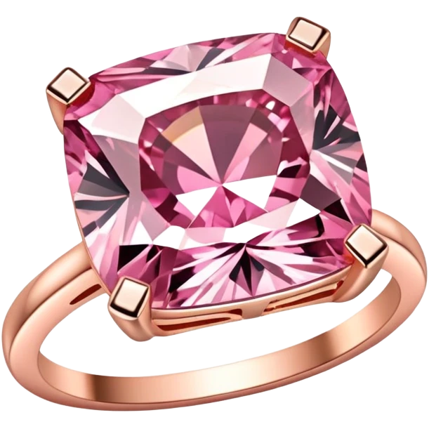 Square cut pink diamond ring rose gold emoji