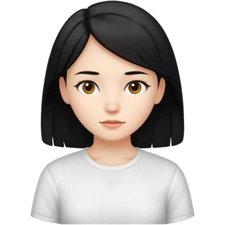 Menina Branca, com cabelo preto e cabelo médio, sem franja emoji