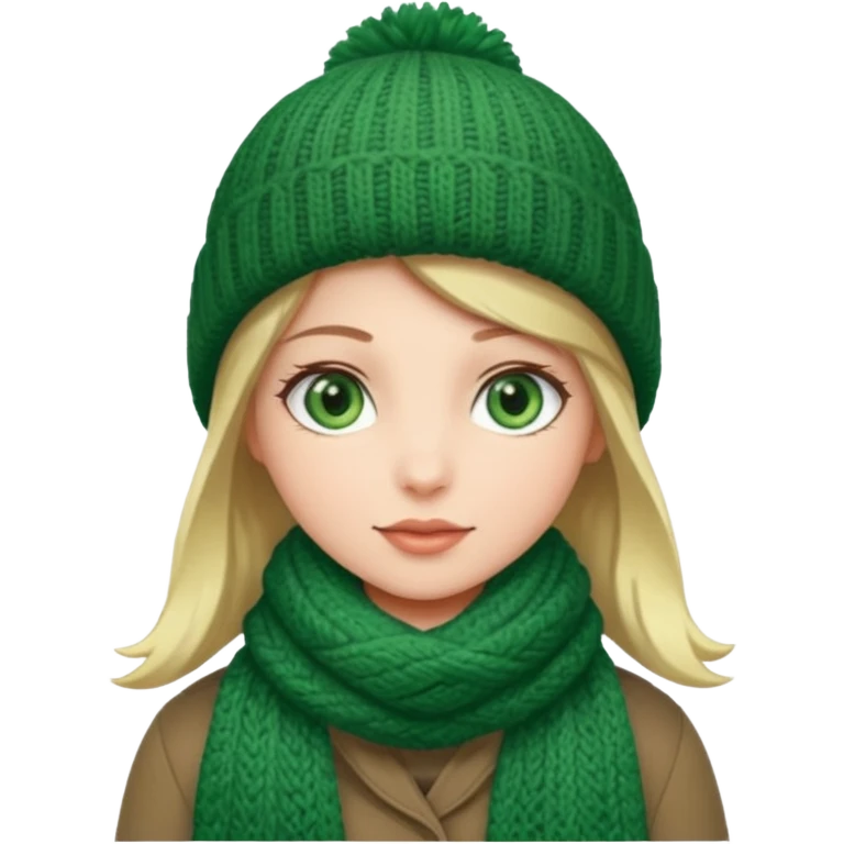 Girl green eyes with winter clothes  emoji