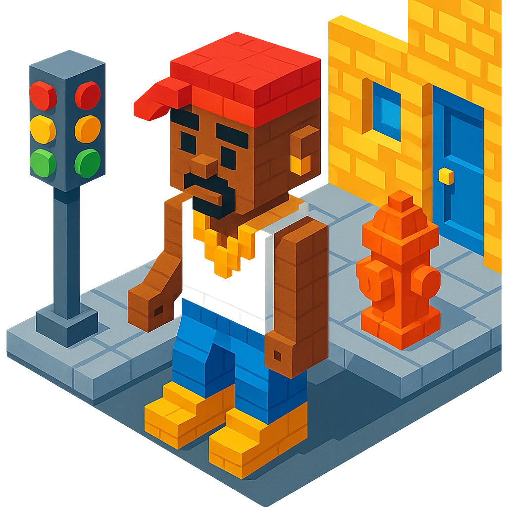 Lego version of 2Pac in a street scene emoji