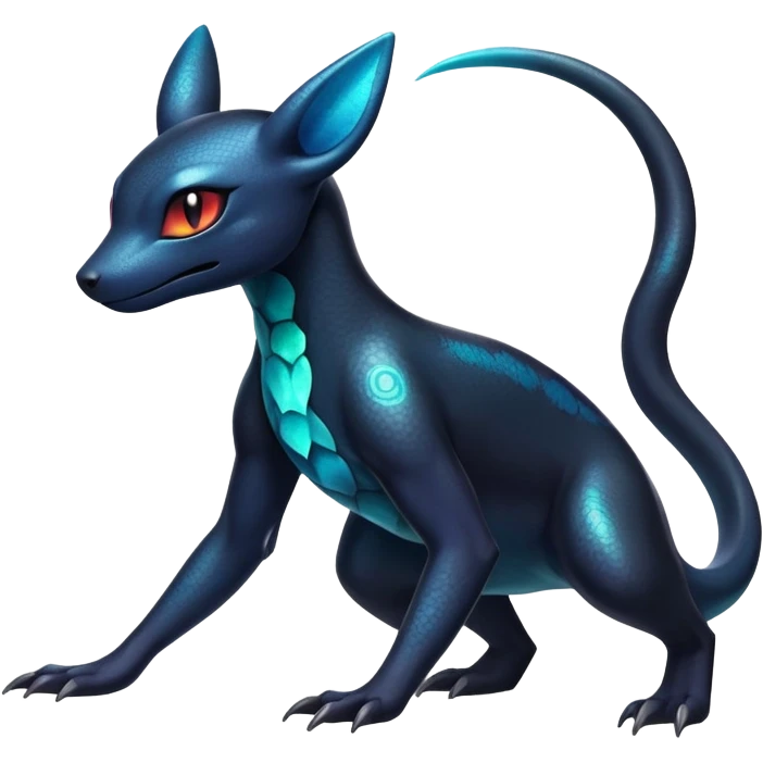 Colorful Iridescent Exotic Salandit-Aurorus-Umbreon-Fakémon-hybrid-creature (full body)  emoji