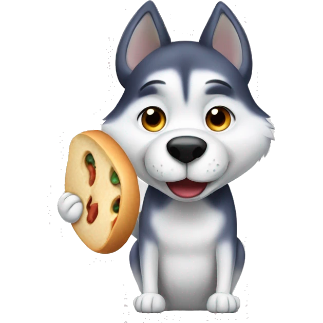 a husky eating food emoji