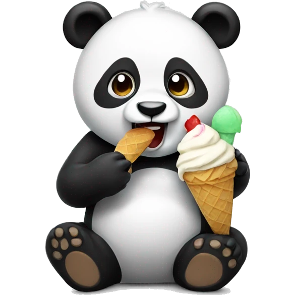 Panda eating ice cream emoji
