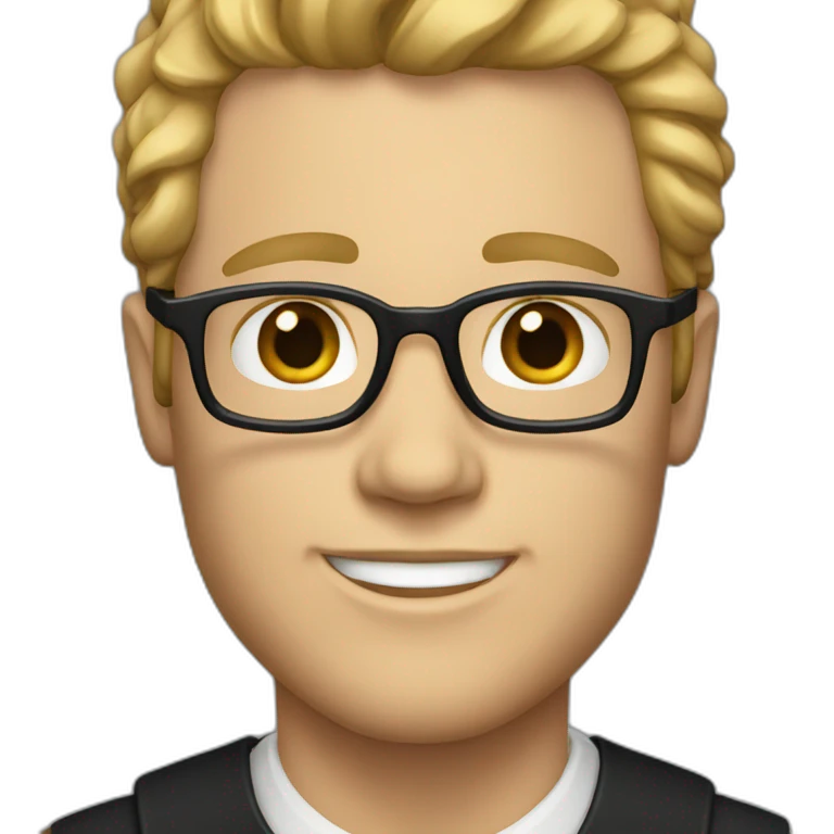 White man with black sute emoji