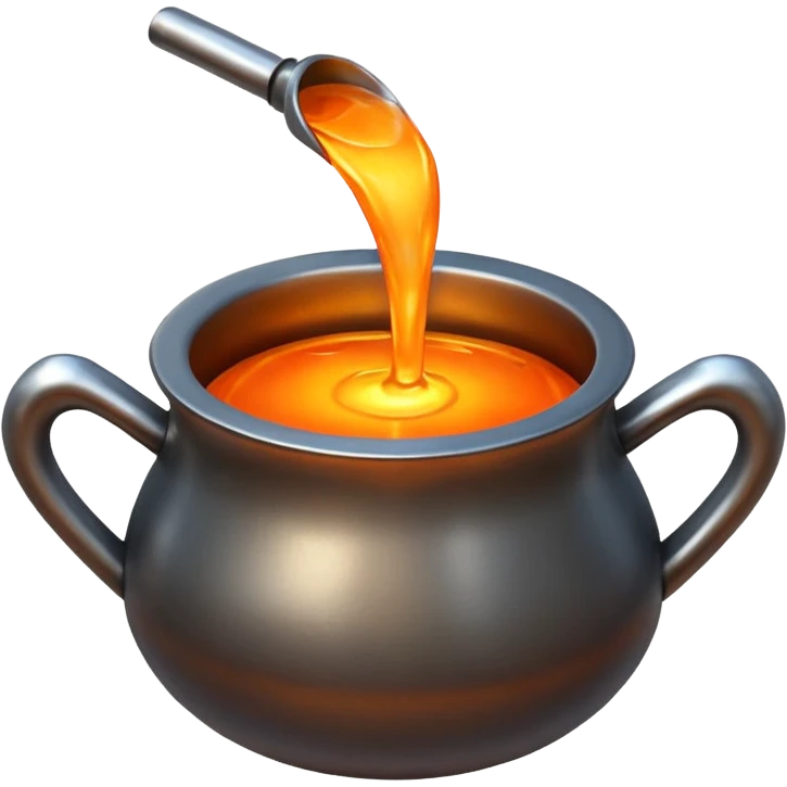 The crucible pours out metal. emoji