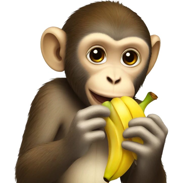Cute monkey eating banana emoji