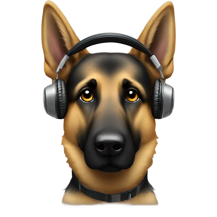 German Shepherd who wears headphones and is a DJ. emoji