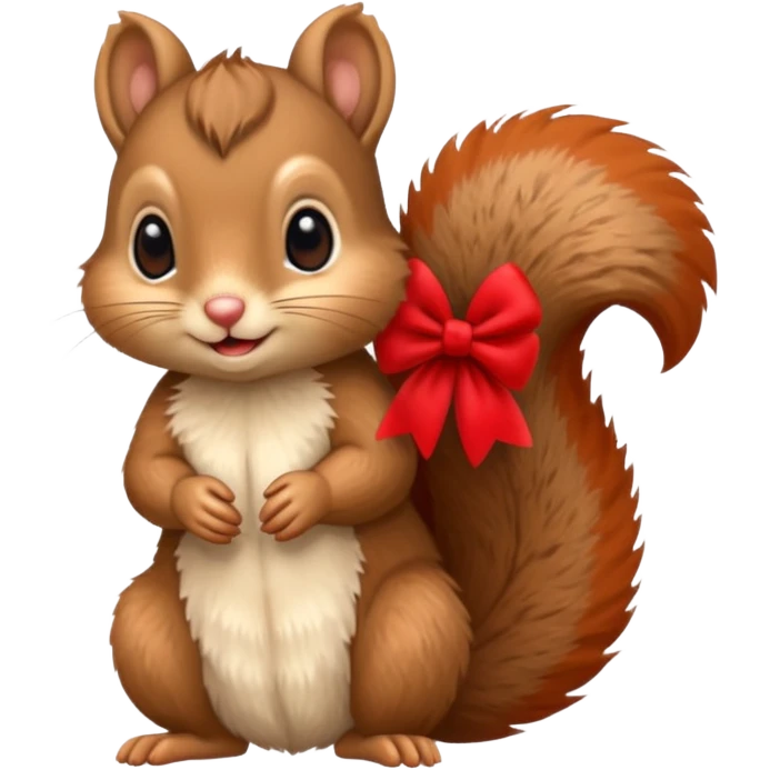 baby squirrel with a tiny red bow emoji
