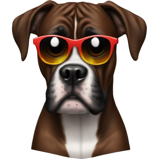 dark boxer breed dog with sunglasses  emoji