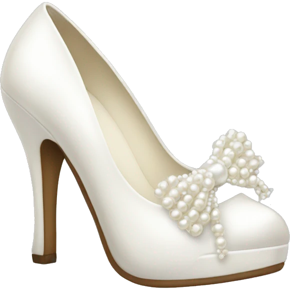 White heels with pearls and bows emoji