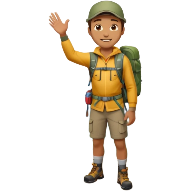 man standing proudly on a mountain summit, apple style emoji emoji