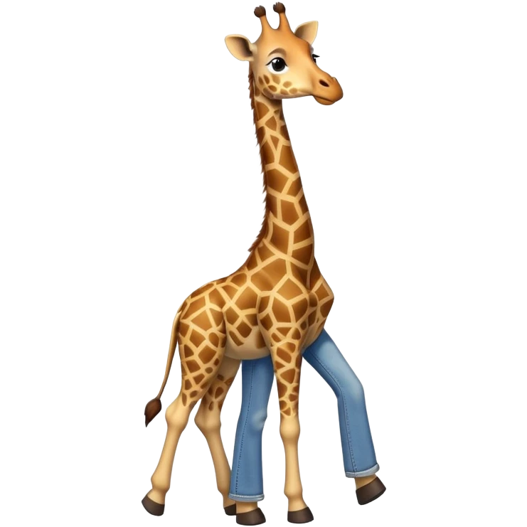 friendly anthropomorphised giraffe in jeans and t-shirt, walking upright emoji