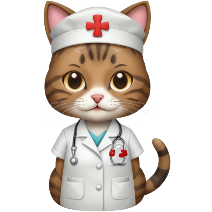 Brindle cat in nurse outfit emoji