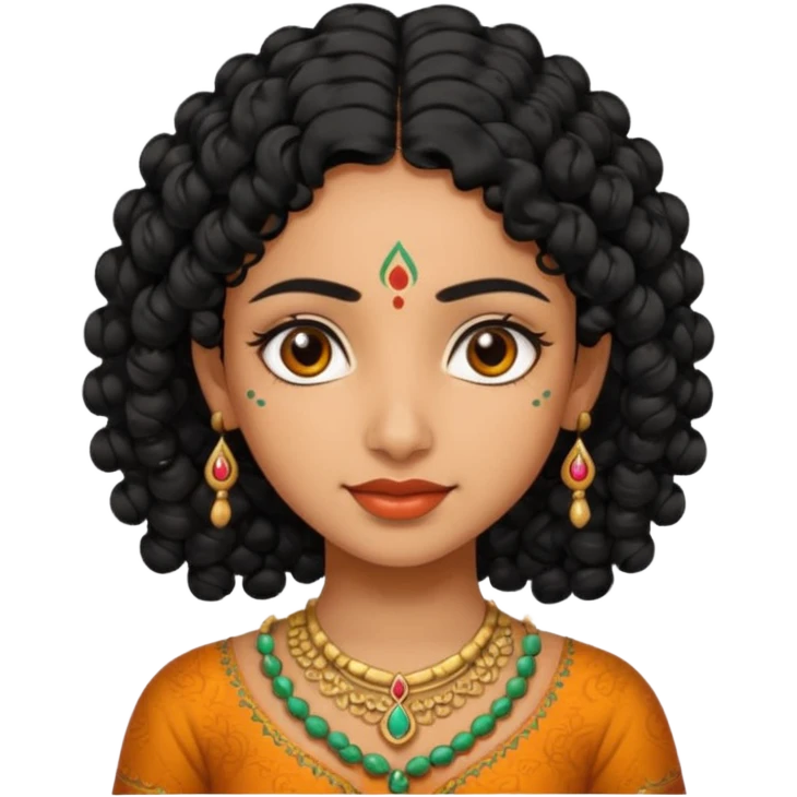 Indian fat girl south Indian curly short black hair tan skin emoji