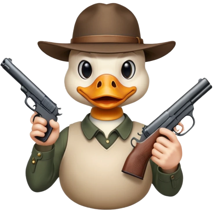 angry duck with a gun in his hand pointing at us  emoji