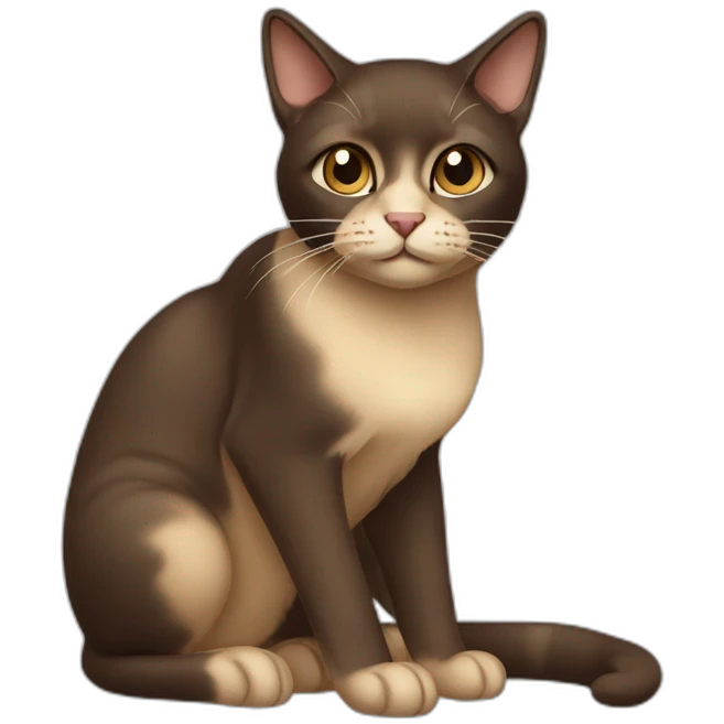 dark brown and beige cat emoji