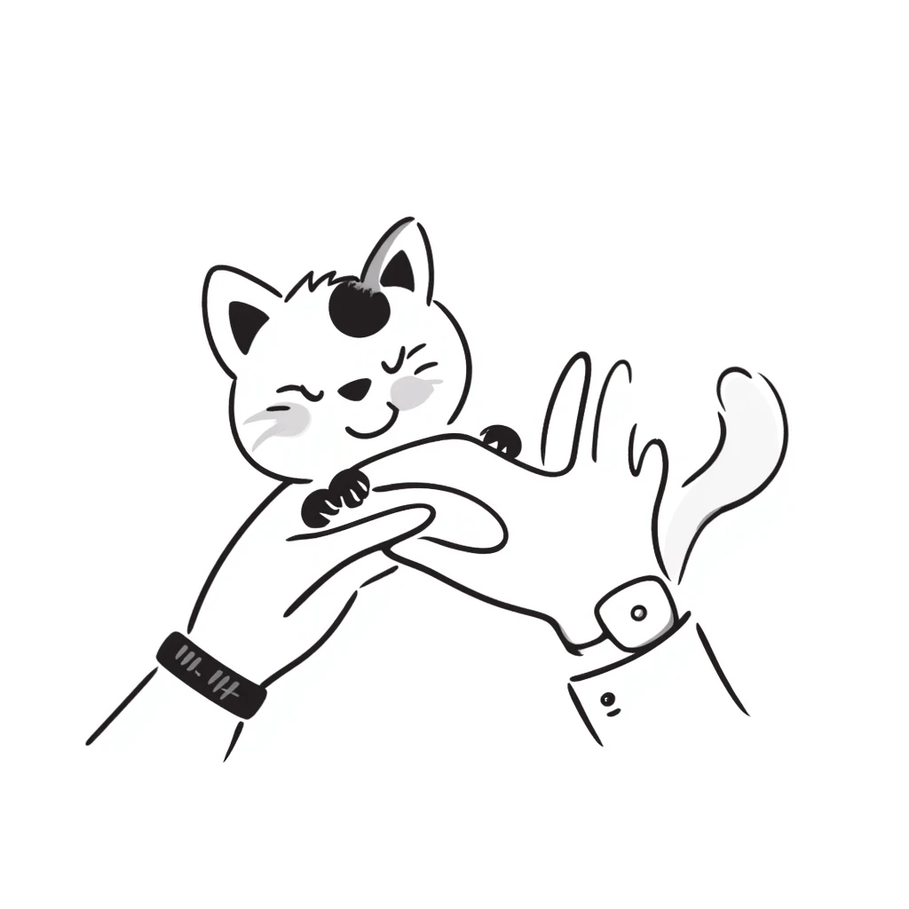 cat paw gently touching human hand, sweet connection moment emoji