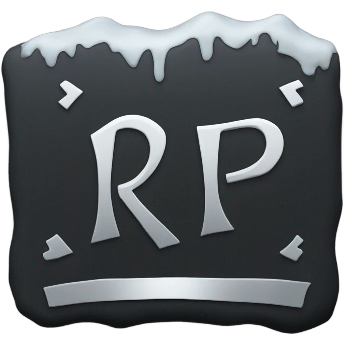 a black grave with the letters RIP on a silver  emoji