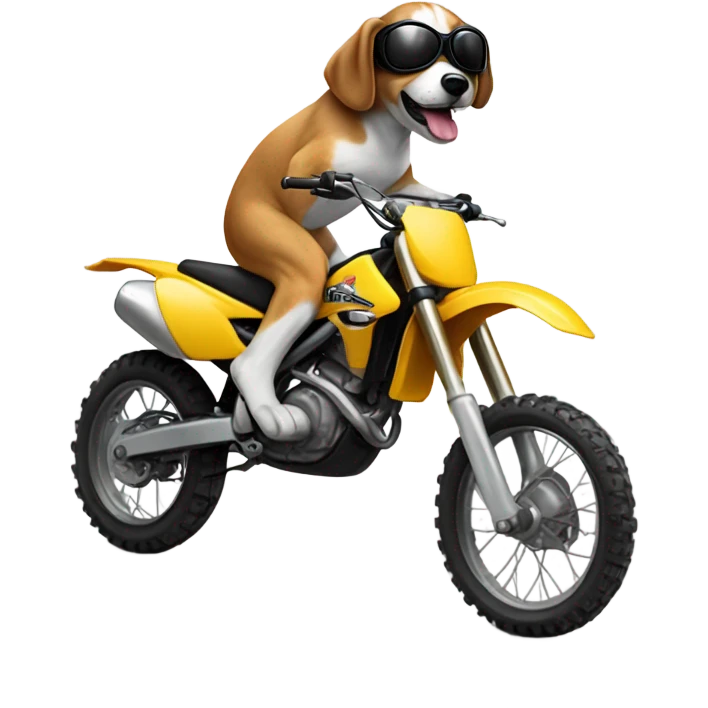 Dog riding a dirtbike emoji