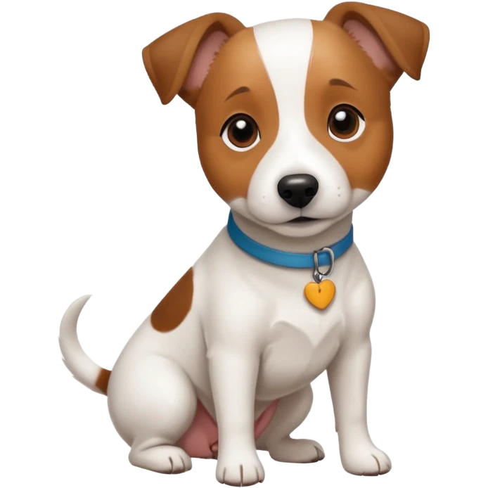 a white jack russell cross with a larger dog emoji
