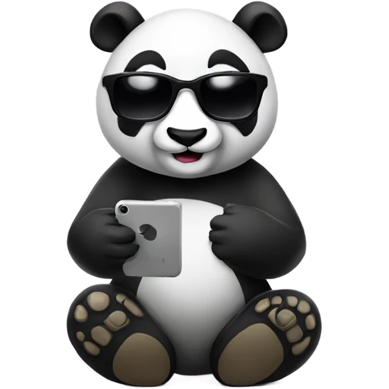 panda with sunglasses watching phone emoji