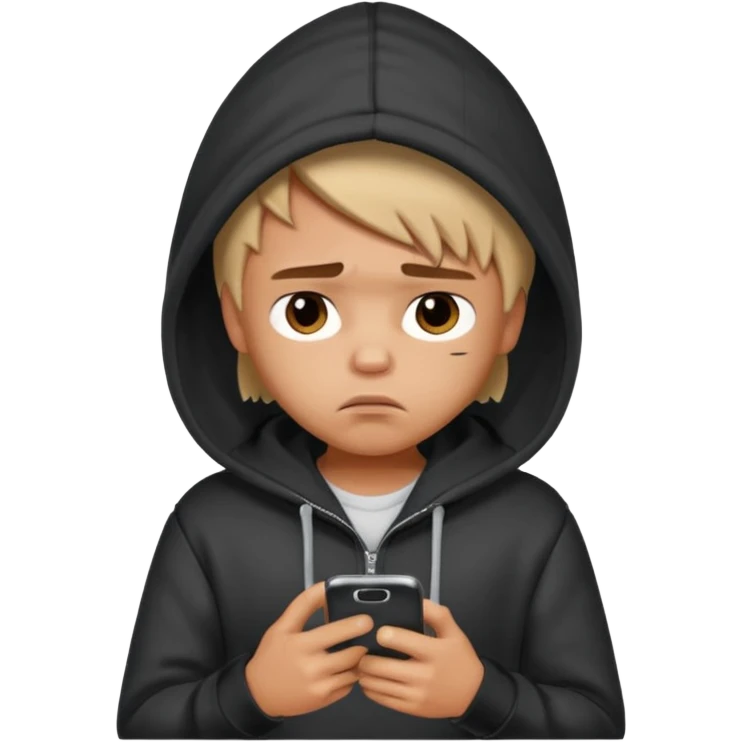 a PRETTY BRATZ boy using his phone and looking sad emoji